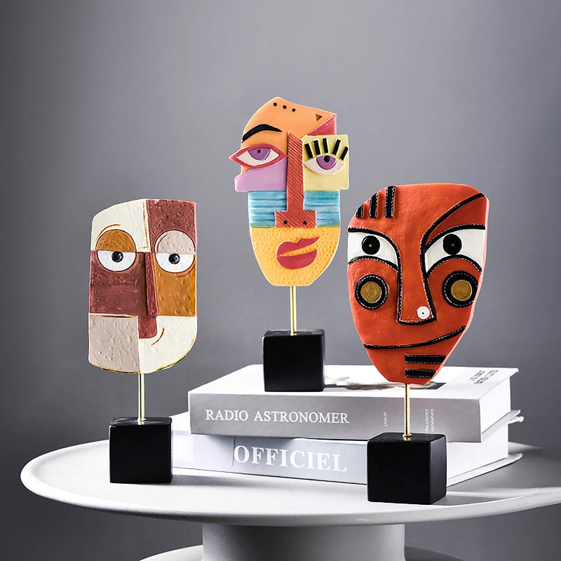 HCCMLOVE 4 PCS - Handcrafted Statues Resin Abstract Sculpture for Home Decor Modern,African Art Tribal Figurines Decorations Items Accents Influencer Picks for Bookshelf,TV Stand,Living Room,Nightstand - Image 2